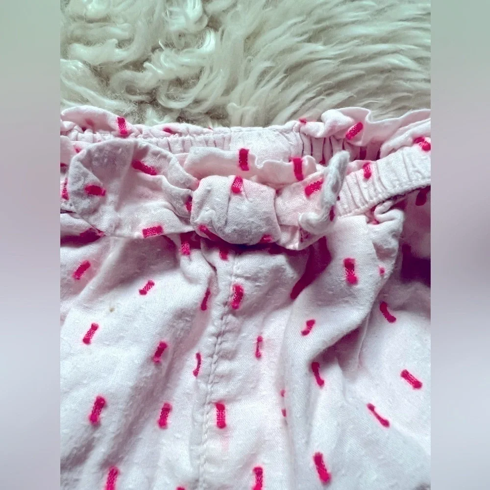Baby Gap bloomers shorts girls pink w/dark sewn pattern, white llama print 6M